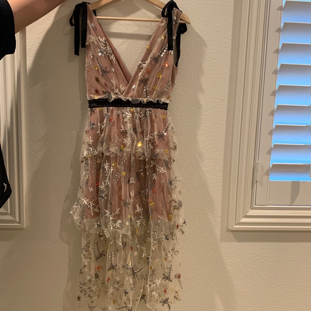 Self portrait star mesh midi dress